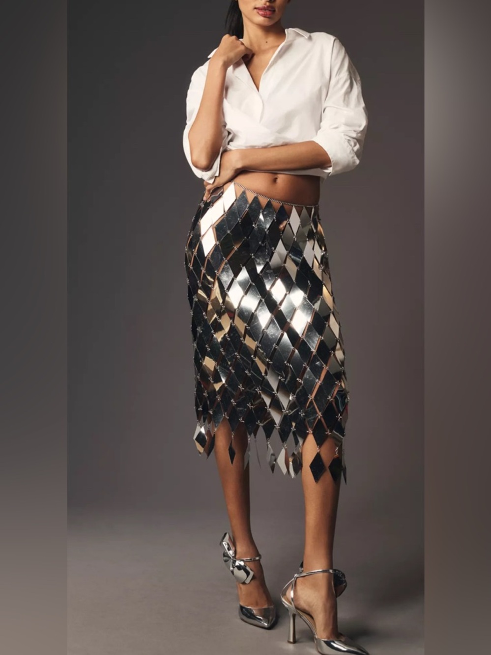 NWT Anthropologie Maeve Diamond Paillette Midi Skirt Size XS/XXS